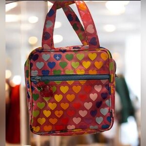 Colorful Air Travel Heart Patterned Women's cosmetic bag